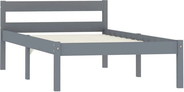 vidaXL Massivholzbett aus Kiefer in Grau, Modernes Bettgestell für Erwachsene, B/T/H: 100 x 200 x 106 cm - Bild 1