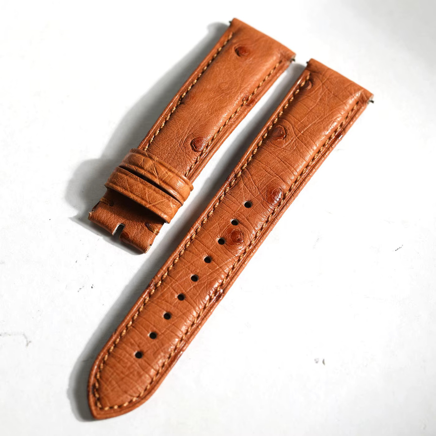 Raystray Uhrenarmband Straußenleder, Vintage, Herren, schwarzbraun - Bild 2