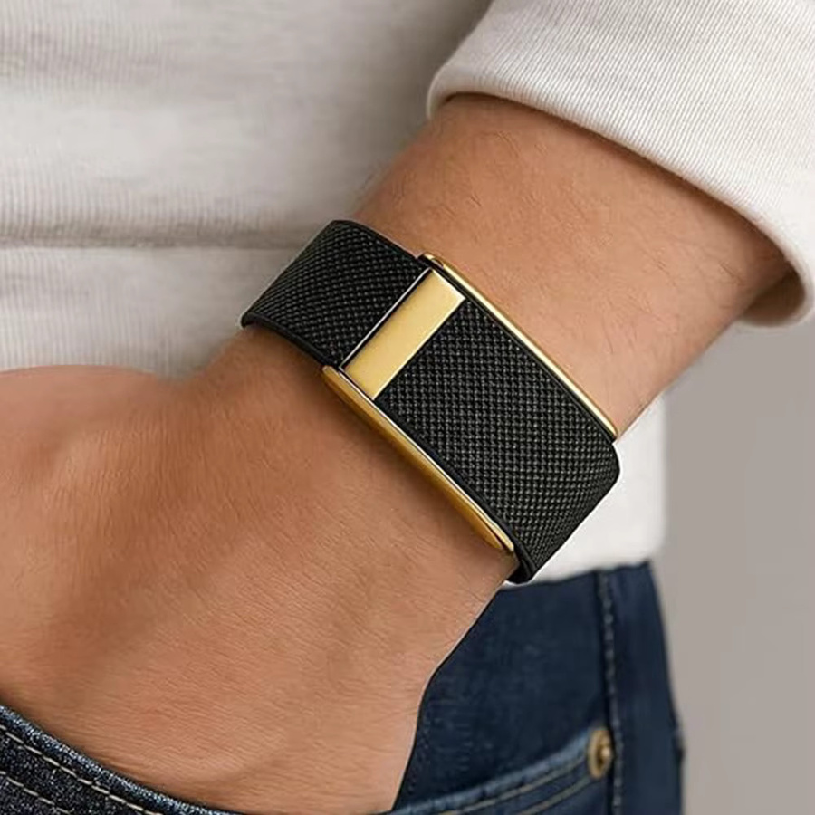 SZKOSTON Elastisches Nylon-Sportarmband für Whoop 5.0/MG Fitness-Tracker in Schwarz - Bild 1