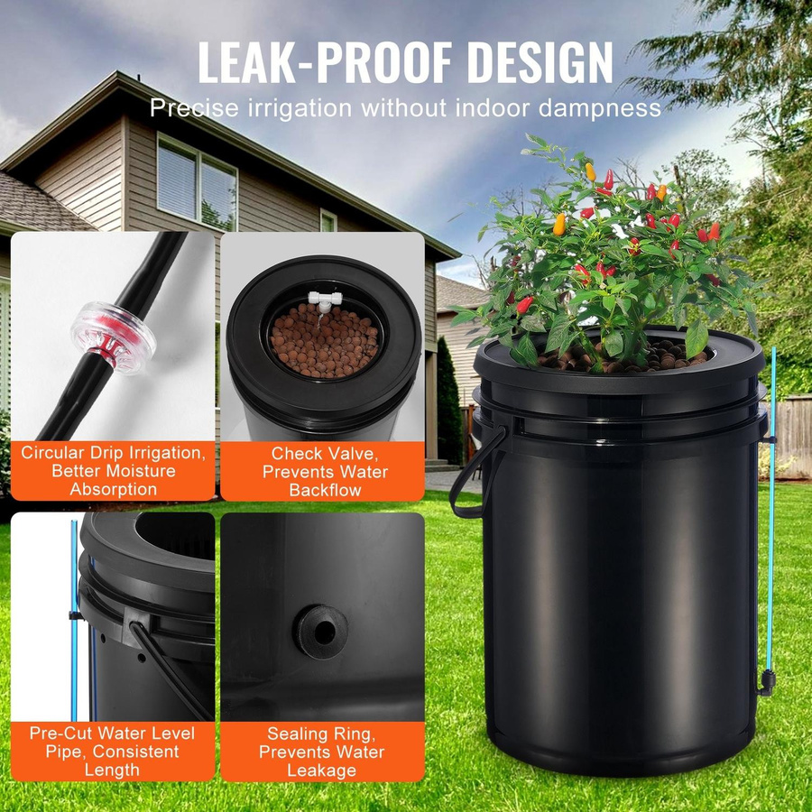 Buying Solutions MB DWC Hydroponik Anbausystem Deep Water Culture mit Tropfbewässerungs-Kit und 4 Eimern für Blattgemüse - Bild 2