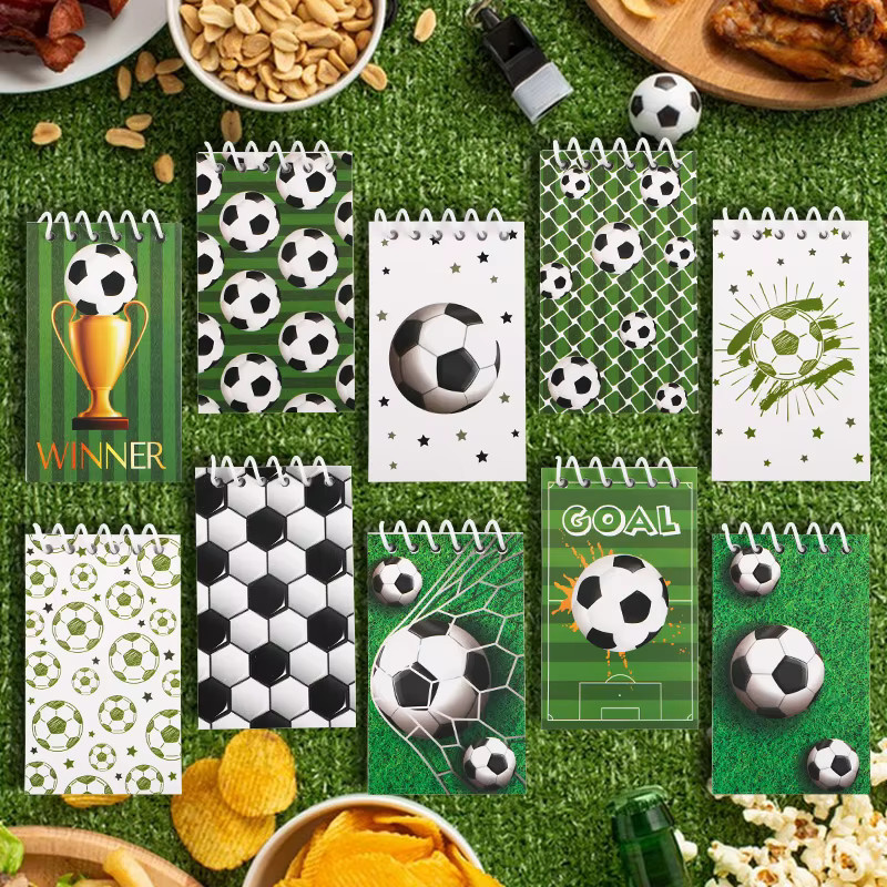 10 Stück Mini-Fußball-Spiralnotizbücher für Kinder, Softcover, Blanko-Seiten, Mehrfarbig - Bild 2