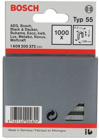 Bosch Schmalrückenklammern Typ 55, 1000 Stück, Breite: 6 mm, Länge: 16 mm - Bild 1