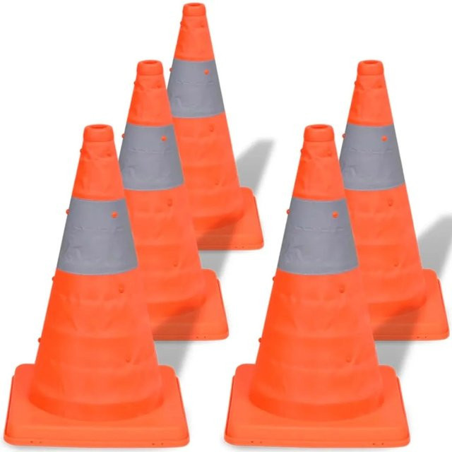 DELUKE Pylone LEA 5er Set aufklappbare Verkehrsleitkegel in Orange, Höhe: 42 cm - Bild 1
