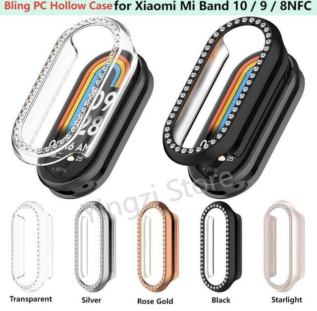 Bling Schutzhülle für Xiaomi Mi Band 10 9 8 NFC mit Diamant-Design aus transparentem PC Hardcase - Bild 1