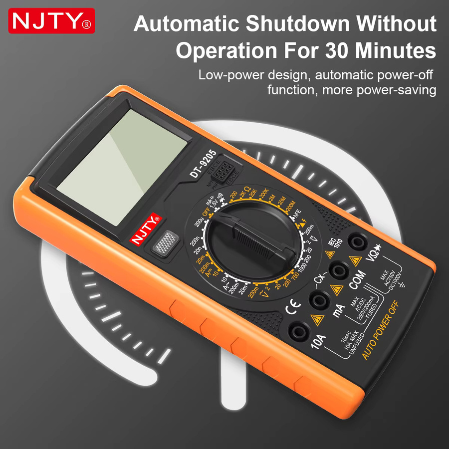 NJTY Digitales Multimeter in Orange als professioneller AC/DC-Spannungs-, Strom- und Frequenztester mit Ohmmeter und Amperemeter - Bild 4
