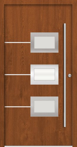 Splendoor Haustür ATHEN Prime aus Aluminium in Golden Oak Braun mit Glaseinsatz, Höhe: 210 cm, Breite: 100 cm, Tiefe: 7 cm - Bild 1