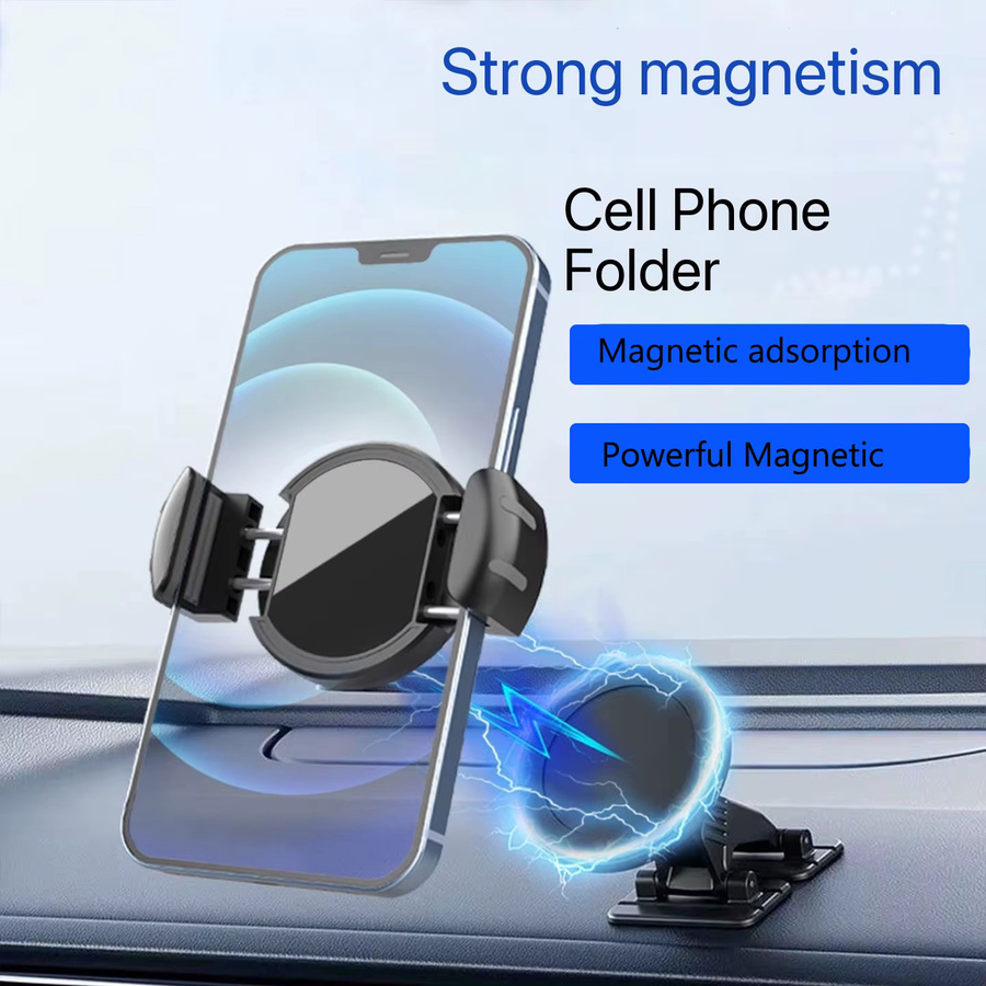 Faltbarer Autotelefonhalter mit Vakuumadsorption und magnetischem Saugnapf in Schwarz für iPhone und Samsung - Bild 2