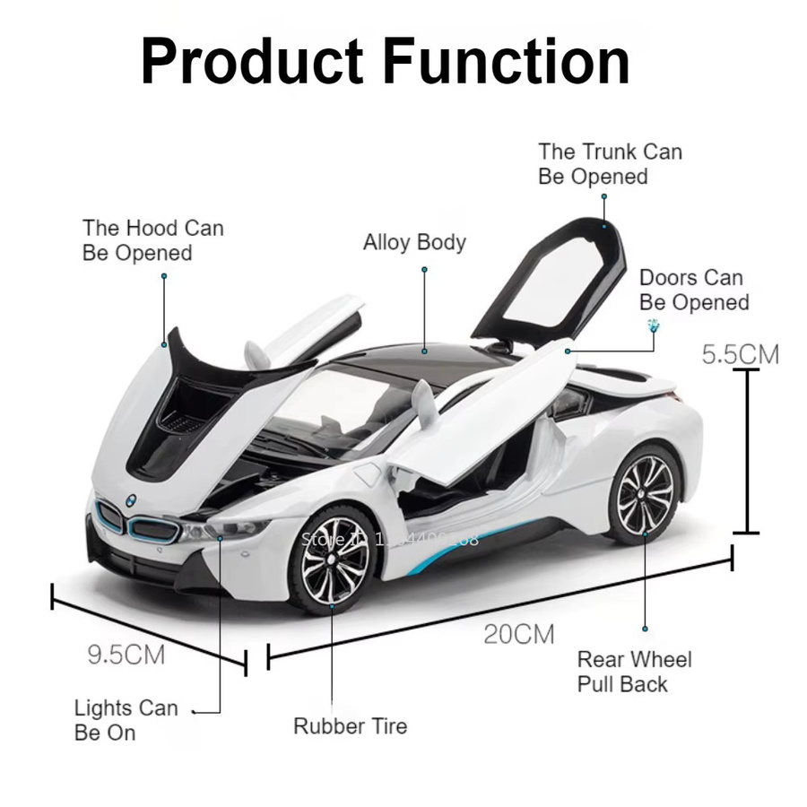 MAKEDA I8 mc20 Sportwagen Modell, Maßstab 1:22, Metall, mit Licht und Sound - Bild 2