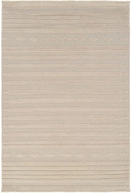 Vercai Rugs Teppich Indigo Creme Modern Gestreift mit High-Low-Effekt B: 120 cm, T: 170 cm - Bild 1