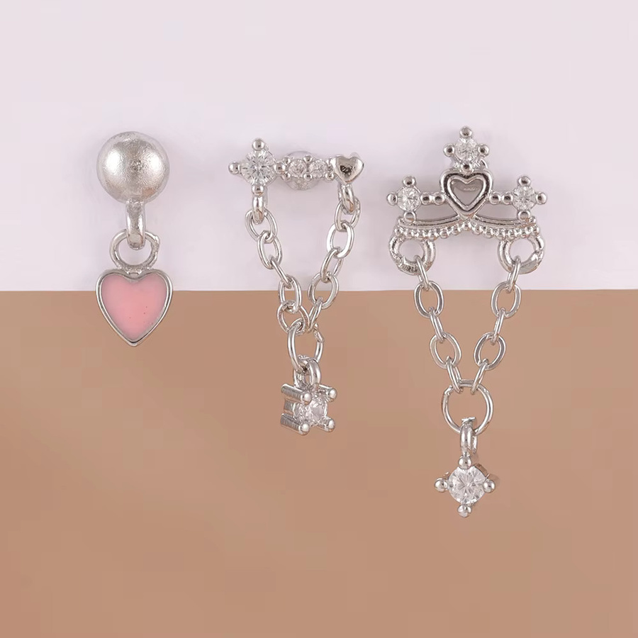 Maodane Ohrringe Set, Edelstahl, Herzförmig, Silber, Damen - Bild 1