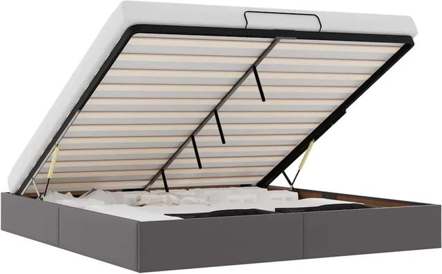 vidaXL Ottoman-Bett aus Kunstleder in Grau mit Lift-up-Funktion, B/T: 200 x 200 cm - Bild 1