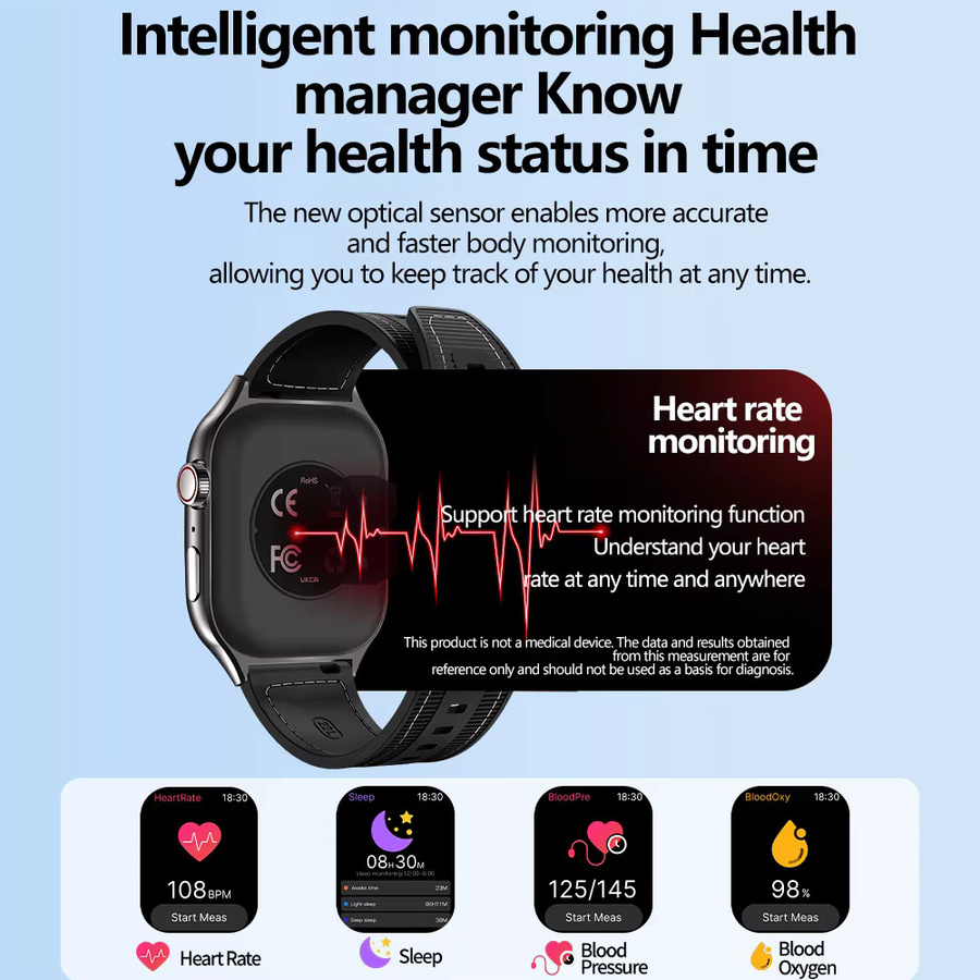 LAXASFIT Smartwatch für Damen und Herren mit 2,01 Zoll AMOLED gebogenem Display, Bluetooth Calling, Sport und Fitness Tracking in Blau - Bild 4