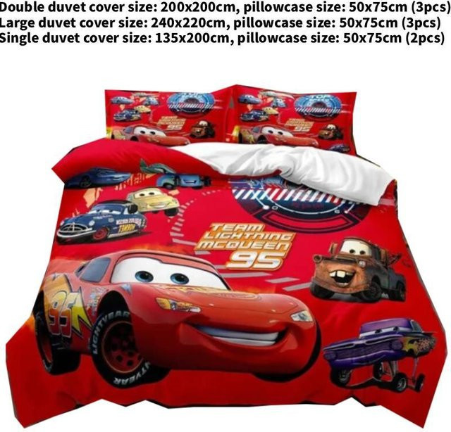 AsterBrine Bettwäsche-Set Autos Lightning McQueen in Rot mit Aktivfarbdruck für Kinderzimmer, B/H: 135 x 200 cm - Bild 1