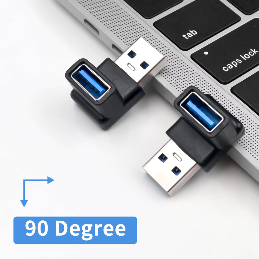 NNBILI USB A auf USB A Konverter Adapter in Schwarz, L-förmiger Ellenbogen für 10 Gbit/s Schnellladen und Datenübertragung - Bild 4