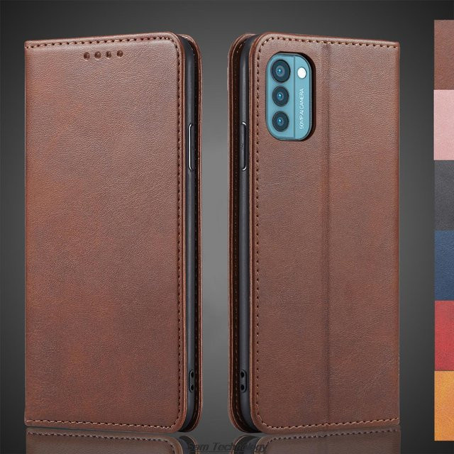 Magnetische Leder-Handytasche mit Kartenhalter für Nokia G21 als Flip Cover Case in Blau oder Braun - Bild 1