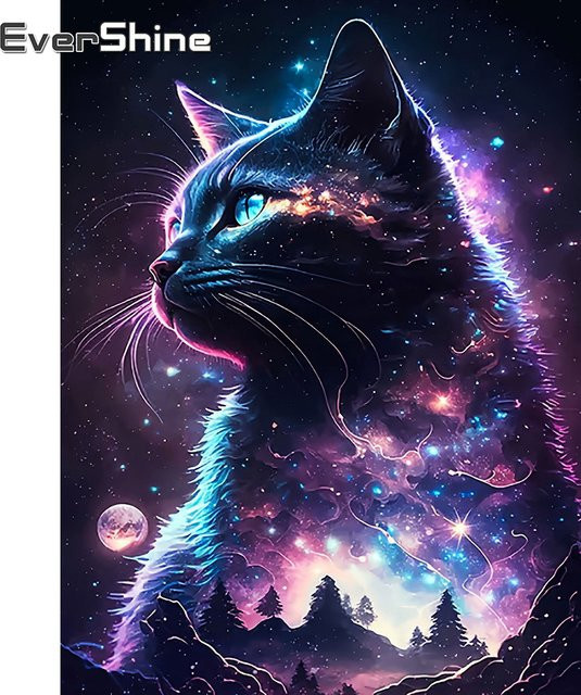 Evershine DIY Diamant Stickerei Katze Bild mit Strass Mosaik in Multicolor, B/H: 30 x 20 cm - Bild 1