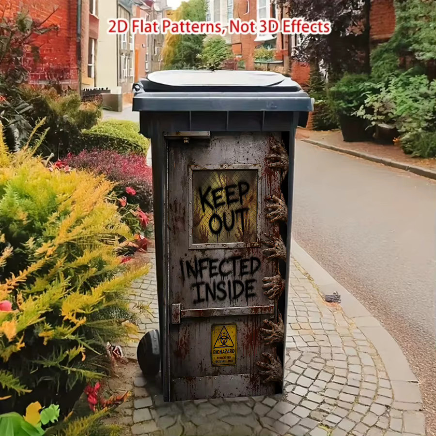 BRUP Halloween Zombie Aufkleber Keep Out Infected Inside Biohazard Motiv aus PVC in Mehrfarbig für Mülleimer und Gartendekoration - Bild 6