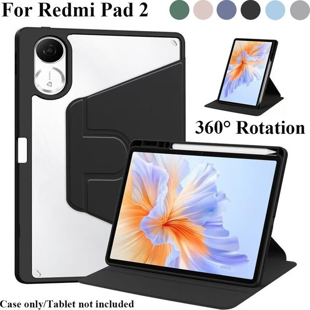 Xiaomi Redmi Pad 2 11 Zoll 360 Grad drehbare Acryl-Hülle in Transparent mit Stifthalter und stoßfestem Schutz - Bild 1
