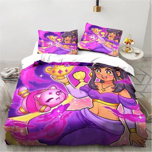 Aphmau Bettwäsche-Set mit Flügel-Cartoon-Motiv für Kinder, bestehend aus Bettbezug und Kissenbezug, Breite: 140 cm, Länge: 200 cm - Bild 1