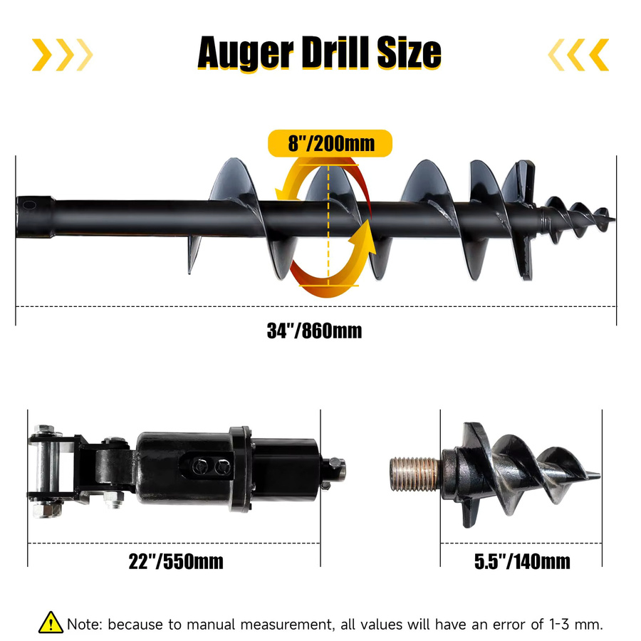 MMS Erdbohrer in Schwarz für JCB, NEX, Kingway, Berger, Kruas und andere chinesische Mini-Bagger (150mm/200mm) - Bild 3