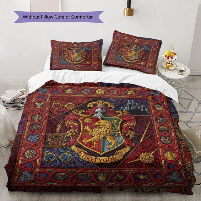 My City Home Gryffindor Bettwäsche Set mit Bettbezug und 2 Kissenbezügen, Weiß/Rot, B/H: 135 x 200 cm - Bild 1