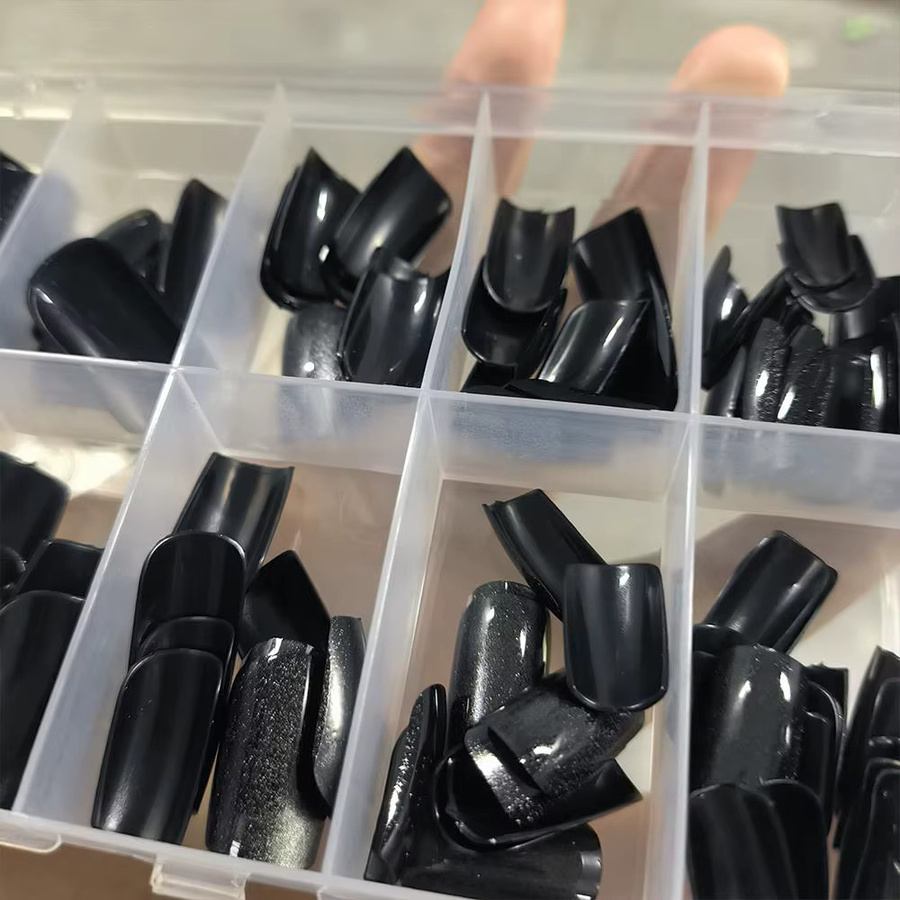 MAFANAILS Katzenaugen-Nägel, schwarz, glänzend, 120 Stück - Bild 2