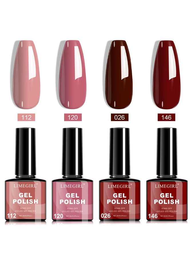 LIMEGIRL Gel Nagellack Set, Rot Braun, Glänzend - Bild 6