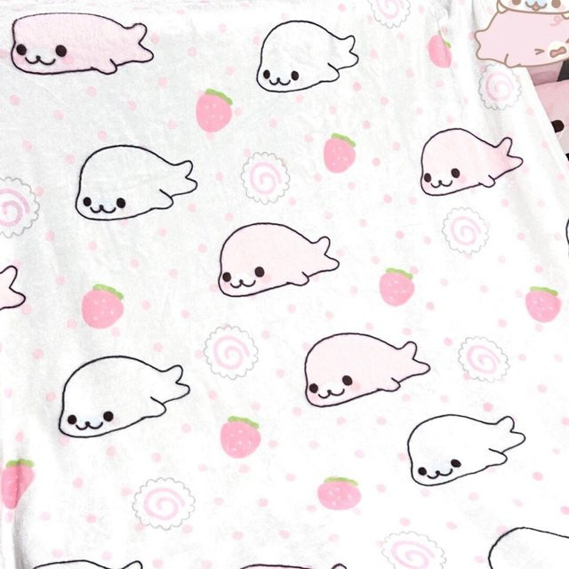 Warme Baby Bettdecke Sesam Baby Seal aus Flanell und Sherpa in Weiß - Bild 1