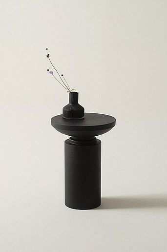 Jotex Beistelltisch modern aus Metall in Schwarz matt, Durchmesser: 35,5 cm, Höhe: 47 cm - Bild 1
