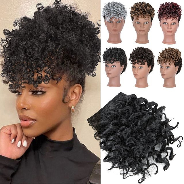 Snoilite Afro Puff Pony Haarteil, kurze lockige Haarverlängerung, Damen - Bild 1