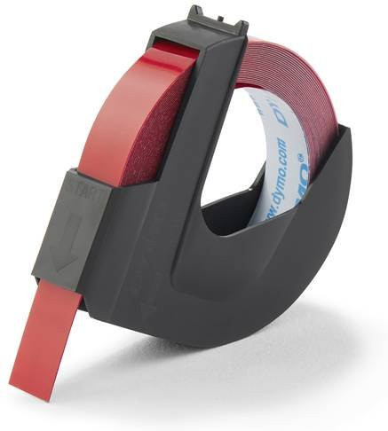 DYMO 3D Prägeband aus Vinyl, Farbe Rot mit weißer Schrift, Breite: 9 mm, Länge: 3 m, Artikelnummer 520102 - Bild 1