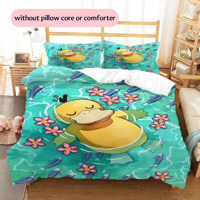 Pokémon Enton Bettwäsche Set mit Motiv, Farbe: Türkis, B/H: 250 x 220 cm - Bild 1