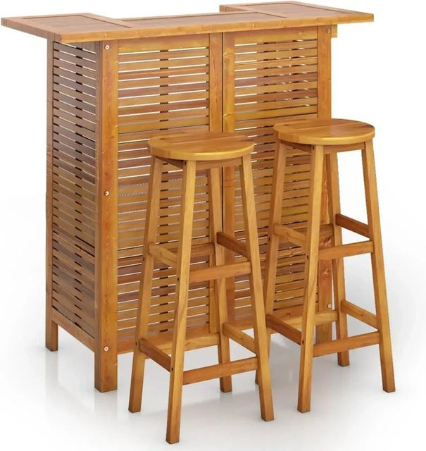 vidaXL 3-teiliges Gartenbar-Set aus Akazien-Massivholz in Braun - Bild 1