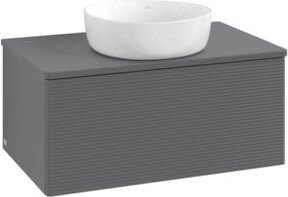 V&B Waschtischunterschrank Antao mit Frontstruktur in Anthrazit, B/T/H: 80 x 36 x 50 cm - Bild 1