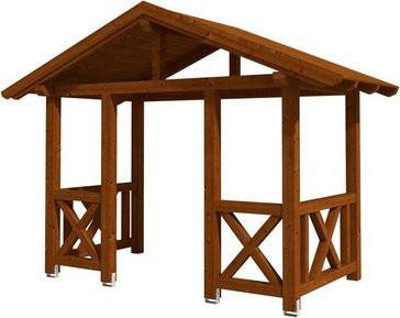Skan Holz Vordach Stralsund 7 aus nordischer Fichte in Nussbaum Braun, Breite: 360 cm, Tiefe: 187 cm - Bild 1