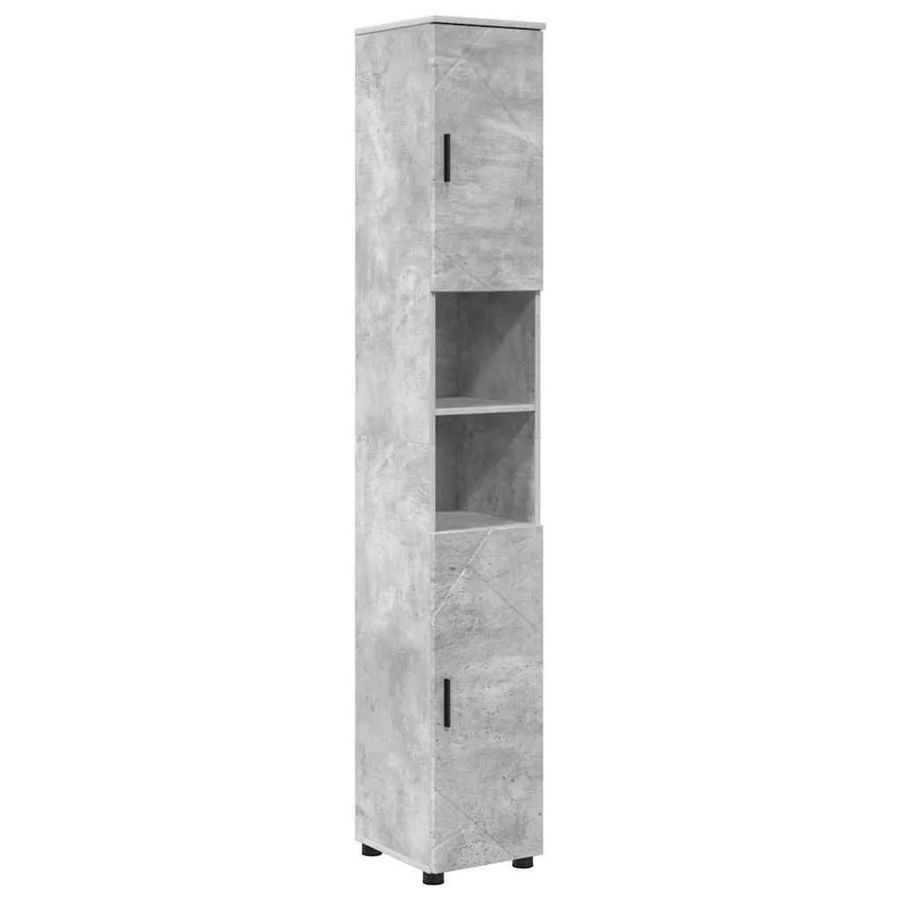 vidaXL Badezimmerschrank modern in Betongrau mit Regalfächern und Türen, B: 30 cm, T: 35 cm, H: 192 cm - Bild 2