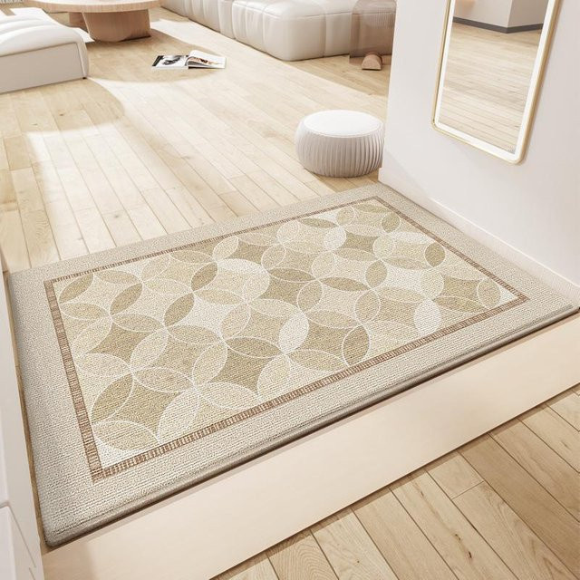 Abwaschbare Fußmatte im Retro-Stil für den Eingangsbereich, beige, B/B: 60 x 90 cm - Bild 1
