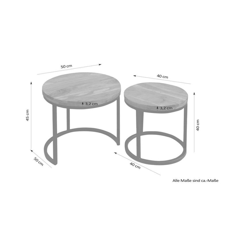byLIVING Couchtisch SELMA aus Akazie und Metall, rund, Braun/Schwarz, Breite: 50 cm, Höhe: 45 cm, Tiefe: 50 cm - Bild 5