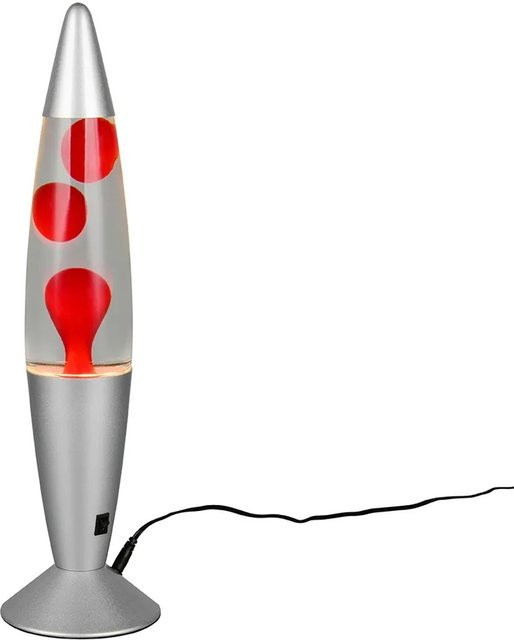 Reality LED-Lavaleuchte Vesuv in Rot mit titanfarbenem Metallgehäuse und Glas, Durchmesser: 10 cm - Bild 1