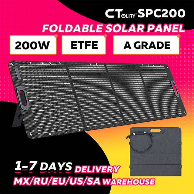 CTOLITY Tragbares Solarladegerät 200 W, faltbares monokristallines Solarpanel aus flexiblem ETFE, wasserdicht nach IP68, Farbe: Schwarz - Bild 1