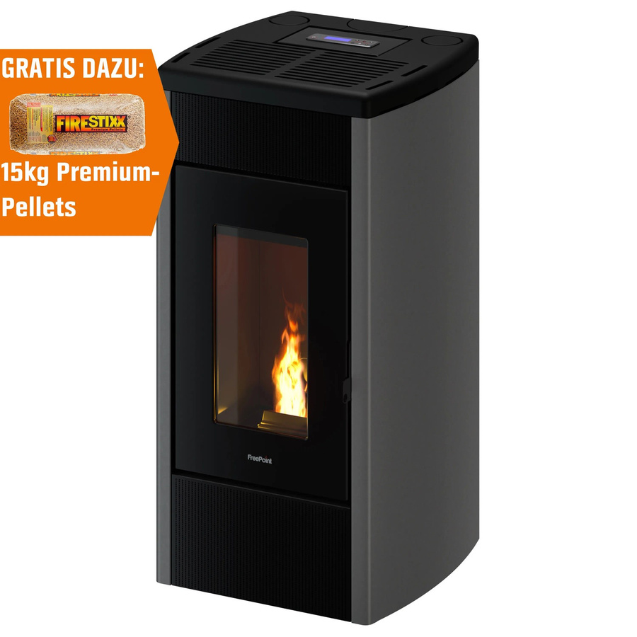 Freepoint Pelletofen Duke 14 kW in Silber mit Automatik und WiFi-Funktion - Bild 2