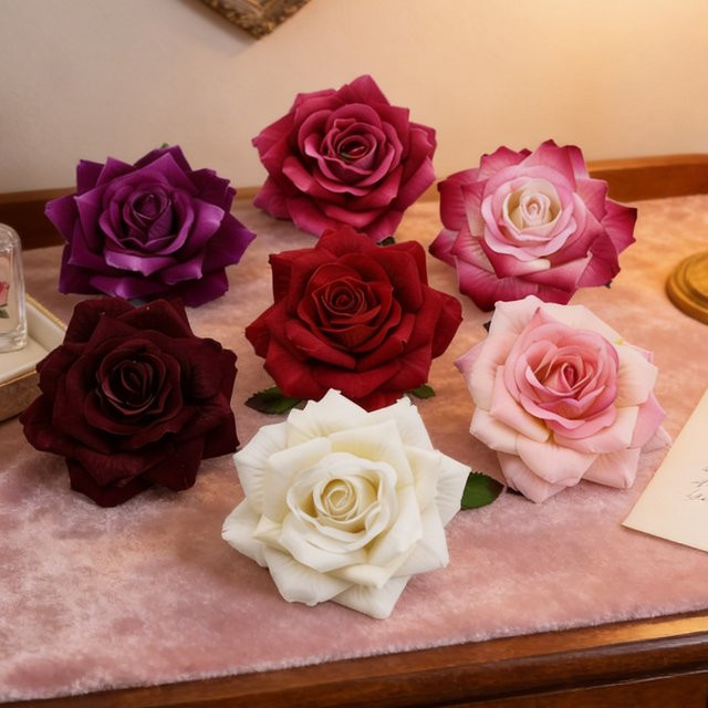 Künstliche Seidenrosen Köpfe für DIY Dekoration, Valentinstag und Hochzeit, 5 oder 10 Stück, Farben: Rot und Mehrfarbig - Bild 1