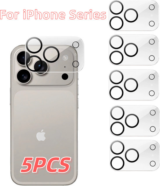 5er Pack Rückfahrkamera-Schutz aus gehärtetem 9H Glas für Apple iPhone 11 bis iPhone 17 Pro Max Plus Mini in Transparent - Bild 1