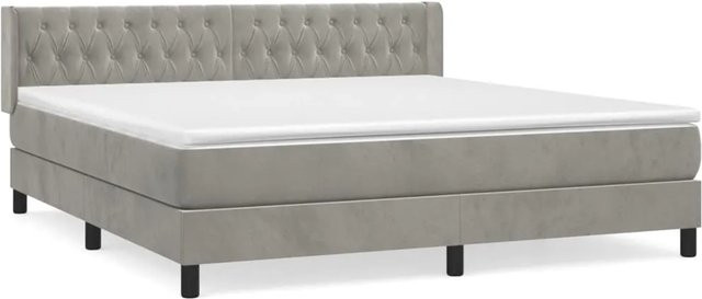vidaXL Boxspringbett Hybrid mit Matratze und Taschenfederkern in Hellgrau, B/T/H: 180 x 200 x 78 cm - Bild 1