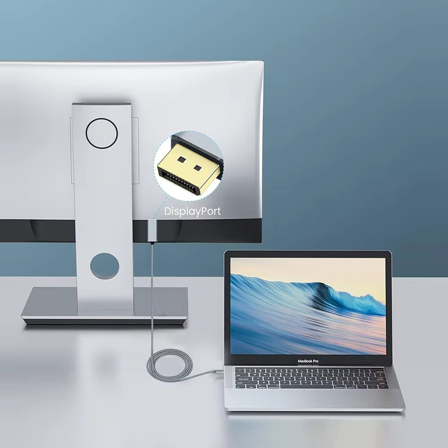 DIXSG USB-C auf DisplayPort 1.4 Kabel, 1,8 m Länge, unterstützt 8K bei 60 Hz und 4K bei 144 Hz, kompatibel mit Thunderbolt 3/4 und MacBook - Bild 2