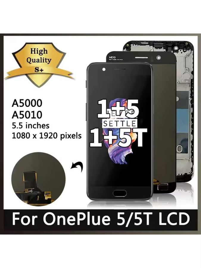 AMOLED Display mit Touchscreen Digitizer und Rahmen für OnePlus 5T und OnePlus 5 in Schwarz - Bild 5