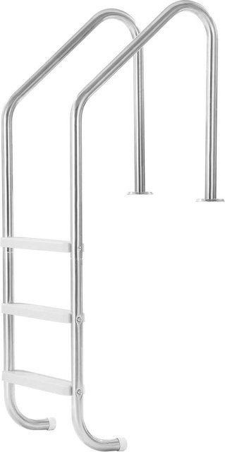 Buying Solutions MB Schwimmbeckenleiter mit 3 Stufen und doppeltem Handlauf aus Edelstahl und PP in Silber und Weiß - Bild 1