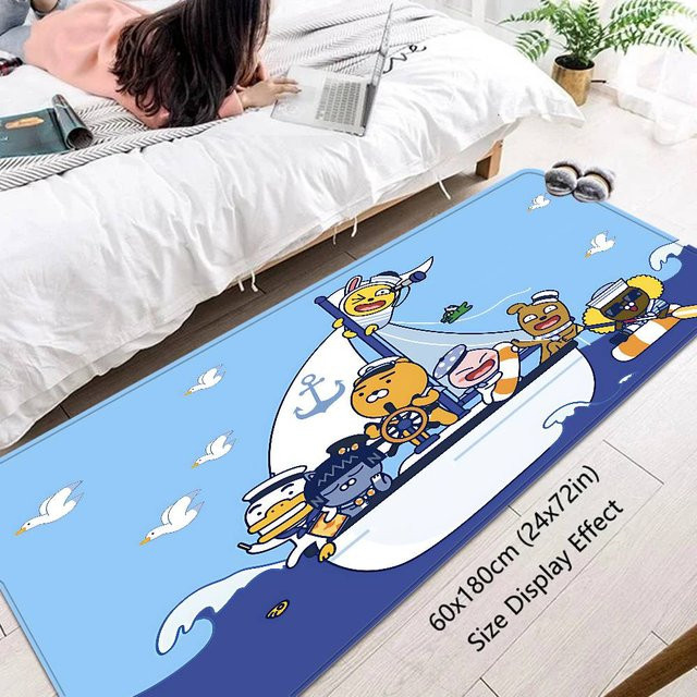 K-KAKAOS FRIENDS Bodenmatte mit Kinder-Motiv in Blau, rutschfeste rechteckige Matte für Wohnzimmer, Kinderzimmer oder Balkon - Bild 1