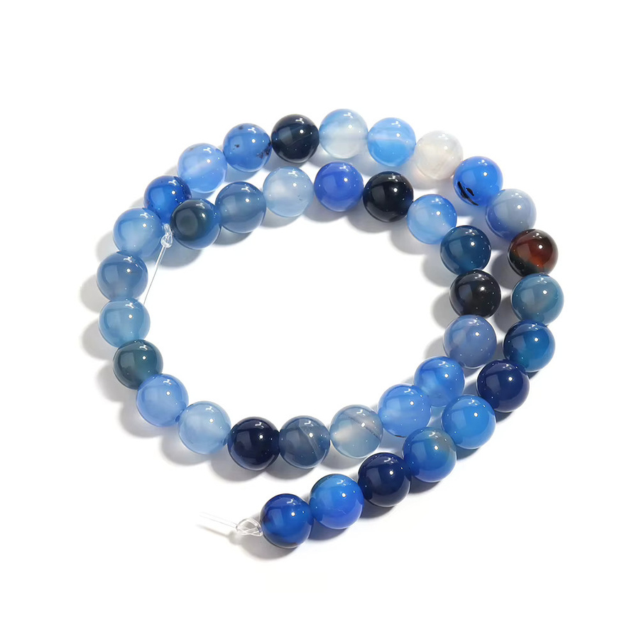 lingsai Natursteinperlen, blaue Achat, rund - Bild 5