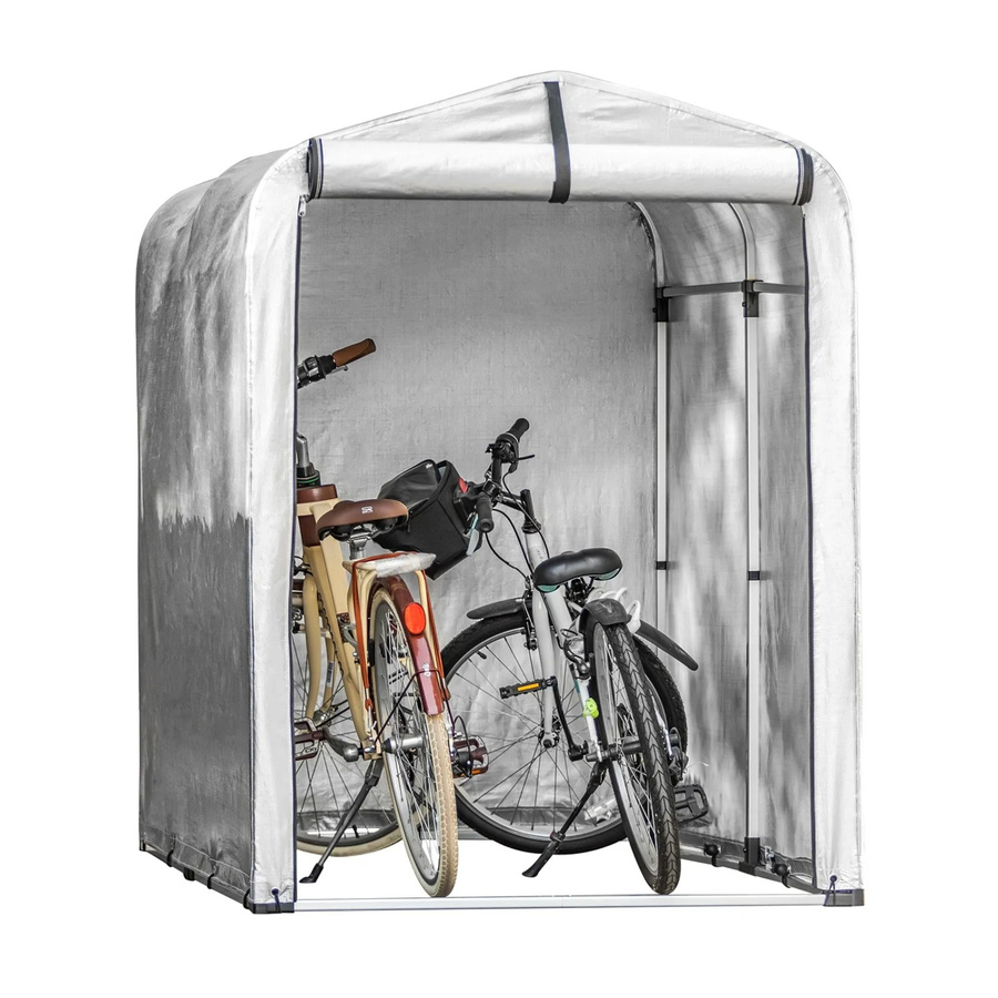SoBuy Fahrradgarage KLS11 als wetterfester Geräteschuppen in Silber, B/T/H: 120 x 120 x 176 cm - Bild 2